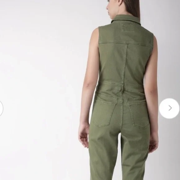 FOREVER 21 olive denim sleeveless utility jumpsuit - Picture 5 of 13